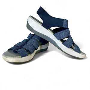 Clarks Cloud Steppers Soft Cushioned Strappy Sandals Women's Size 7 Blue Gray